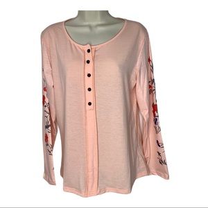 MISSLOOK Women’s Shirt Soft Peach Long Sleeved Tee Shirt Top
